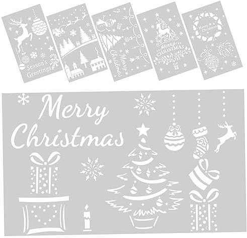 Gogogmee Malen Weihnachtsschablonen-set 6-teilig Große Wiederverwendbare Schablonen Zum Basteln Dekorative Aquarell-wandschablonen