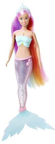 Simba 105733741 - Steffi LOVE Sjöjungfru med Lysande Regnbågsfena - Steffi som Sjöjungfru med Magisk Lysande Fena i Regnbågens Färger, 39 cm, Från 3 år