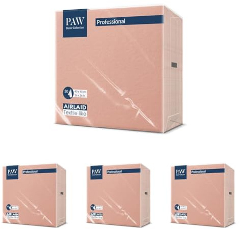 PAW - Serviettes Airlaid (40 x 40 cm) I 50 pièces I Unicolore I Semblable à du tissu I Élégante décoration de table I HoReCa I Pour les occasions comme mariages, les fêtes I Color: Pink (Lot de 4)