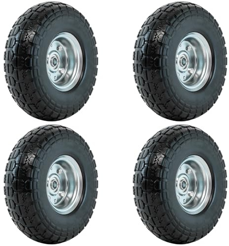 Woodside Puncture Proof 10'' Heavy-Duty PU Foam Tyre, 8cm Thick, Multi-Purpose Replacement for Garden Wheelbarrows, Carts & Sack Trolleys, 80kg Max Load, Rugged Tread for All Terrain Use