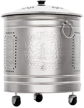 BurnerFire Pit Edelstahl-Verbrennungsofenkäfig Papierbrenner Verbrennungsofen mit Deckel Brennfass Holzfeuerstelle Hinterhof-Lagerfeuer Feuerstelle für Haus und Garten. (Gold, 29 x 34 cm) (Silber