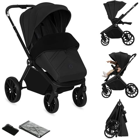 LIONELO Cochecito infantil MIKA PLUS de 6 a 48 meses a 22 kg, respaldo ajustable y reposapiés, amortiguación, ruedas giratorias de PU de 360 °, cabina impermeable XXL, UPF50+