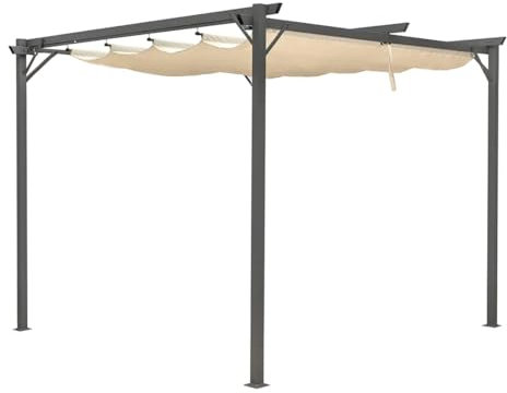 Tonnelle en Acier et Aluminium avec pergola rétractable rétractable étanche (3 x 3 m)