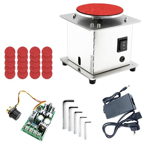 YXINHONGYUE Trapano e lucidatrice elettrica Multifunzione da 12-24 V, con 20 Pezzi di Carta vetrata, Mini levigatrice a Nastro da banco 220 V per la Lavorazione del Legno.