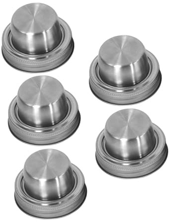 VALICLUD 5pcs Stainless Steel 304 Jar Shaker Lids Round Seasoning Spice Flour Cocktail Mason Jar Caps for Kitchen Storage and Food Preservation