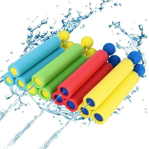 Wasserpistole Schaumstoff Kinders, 12 Stück Schaumstoff Wasserspritze,Pool Spielzeug Kinder, Schaumpistolen für Kinder von 4–10 Jahren,Sommer-Schwimm- und Strandparty