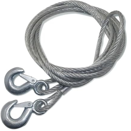 Eslinga Emergencia Cuerda de alambre de acero de 4m y 3 toneladas, gancho reflectante para remolque de 4 metros y 8 toneladas, cuerda de nailon para remolque Grillete Proa(Steel Rope 4m 3 Tons)