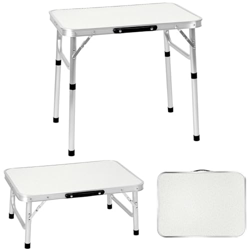 QWORK® Table de Camping Pliante 60 x 45 cm, Table de Pique-Nique Portable pour l'intérieur et l'extérieur, 2 hauteurs réglables: 26 cm/55 cm
