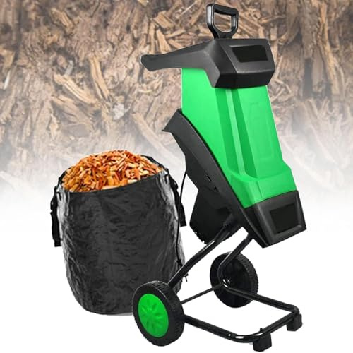 Trituradora eléctrica de jardín de 2400 W, motor de 39 mm de diámetro de corte, protección contra sobrecarga, convierte ramas y hojas en fertilizante orgánico