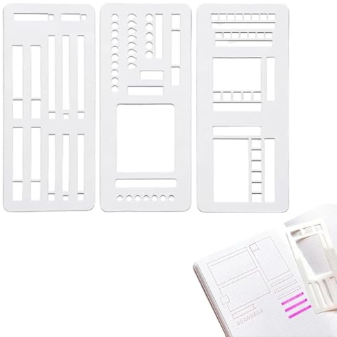 YAYNO 3 Stück Bullet Journal Schablonen Kunststoff Wiederverwendbares Bullet Journal Zubehör Zeichenschablonen Wochenschablone Tagebuchnotizen Malschablone Bastelschablonen Für Notizbuch Scrapbook