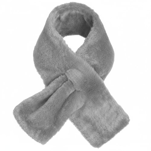 Coume Kids Scarf for Girls Boy Rainbow Toddler Winter Scarf Neck Warmer Gradient Cross Tie Fluffy Collar for Valentines Gifts(Light Gray)