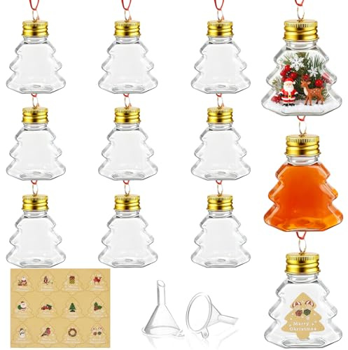 DONQL 12 Stück Weihnachtskugeln zum Befüllen mit Aufklebern, 50ml | Acrylkugeln zum Befüllen, 6.7cm Durchsichtige Weihnachtskugeln für Weihnachtsdekorationen, Bastelarbeiten, Partys