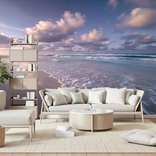 Gaqinhh Paysage Côtier Plage Papier Peint Panoramique, Nature Mer Vagues Papier Peint Intissé, Tapisserie Murale Cuisine Salle de Bain, Décoration Murale Chambre, 150 x 105 cm
