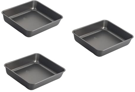 Set 3 Teglie da Forno Antiaderenti Sfornatutto – 20 x 20 x 5,4 cm – Teglia Quadrata per Dolci, Lasagne, Torte Salate, Cottura Uniforme – Resistenti e Facili da Pulire