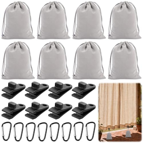 XSHAO® 8 st bärbar viktväska för paviljonggardiner utomhus, sandsäckar för att tynga ner med karbinhakar och klämmor sandsäck vikter för utomhusgardiner/tält/bordsdukar