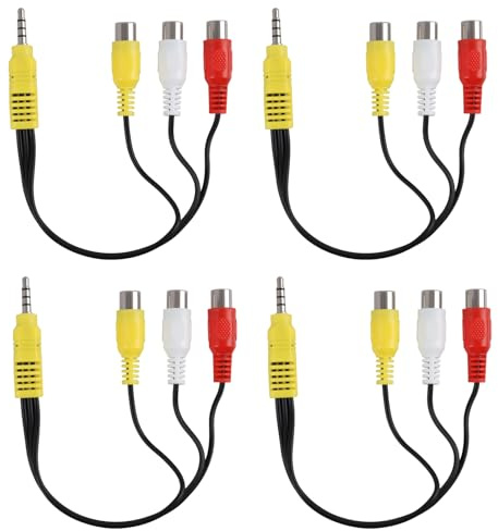 PaYuanRaoTi 4PCS 3,5 mm mâle vers 3 RCA Femelle, 22cm, Pour Connexion Appareils Multimedias, Cable Rca Jack 3.5 Polyvalent Pour Television Systeme Audio Et Equipements Video