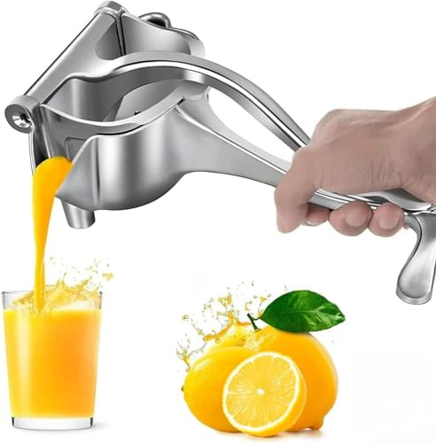 Aluminum Manual Juicer, Hand Press Fruit Juice Squeezer for Citrus & Pomegranate, 0.6L Capacity with Non-Slip Ergonomic Handle, Easy to Use and Clean for Lemon, Lime, Orange