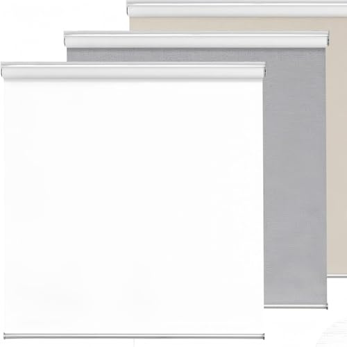 Cordless Blackout Roller Shades for Windows Spring Loaded Room Darkening Window Blinds UV Protection Roll Up Shades for Home Bedroom Bathroom. 104 W x (22 H to 120 H Customize) .White.