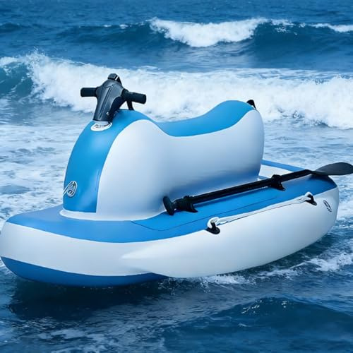 Motorisiertes elektrisches aufblasbares Jetboot:3-in-1 Jetski/Kajak/Surfbrett mit 500-W-Motor & abnehmbarem Thruster, 3-11 km/h, 10-Gang, 40 m Tauchgang, langlebiger Drop-Stitch