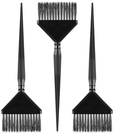 TOGEVAL Pinceles para Teñir el Cabello Juego de 3 Negro Color Aleatorio en PC Aplicación Uniforme y Uso Cómodo para Salones Profesionales y Uso Personal
