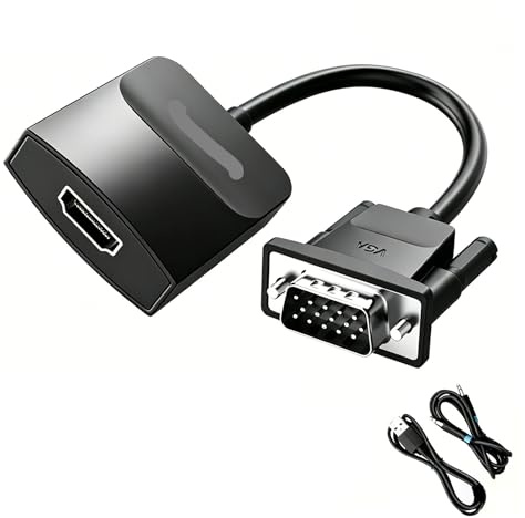 Adattatore VGA A HDMI 1080P Con Audio, Convertitore Alimentato Tramite USB Da VGA Maschio A HDMI Femmina, for HDTV, Monitor E Proiettore(ABS 1m-VGA to HDMI)