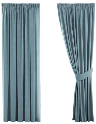 H.Versailtex 2 Panels Citadel Blackout Curtains Thermal Insulated Pencil Pleat Curtain Drapes Room Darkening & Energy Saving for Bedroom/Kitchen with Two Matching Tiebacks, 66 Width x 54 Drop
