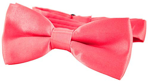 DonDon Edle Kinder Jungen Fliege gebunden und längenverstellbar 9 x 4,5 cm lachsfarben glänzend in Seiden Look