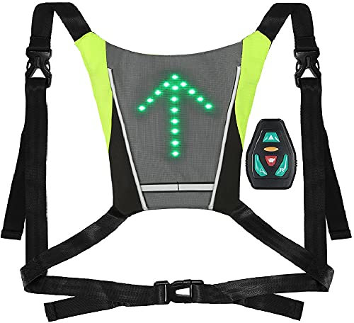 Lixada Gilet de Cyclisme Réfléchissant, Réfléchissant Sac à Dos Attachement Clip, Rechargeable USB avec LED Clignotant Télécommande Équipement de Sécurité pour Cyclisme, Course à Pied