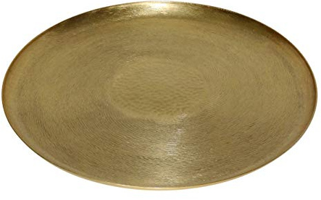 LaLe Living Tepsi Plateau oriental rond en fer doré Ø 37 cm Sert de plateau de service ou de plateau décoratif pour bougies, vases ou couronne de l'Avent