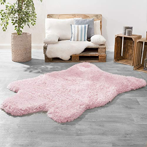 TT Home Langflor XXL Fellteppich Modern Einfarbig Übergröße Kuschelig Flokati Imitat Pink, Größe:120x160 cm