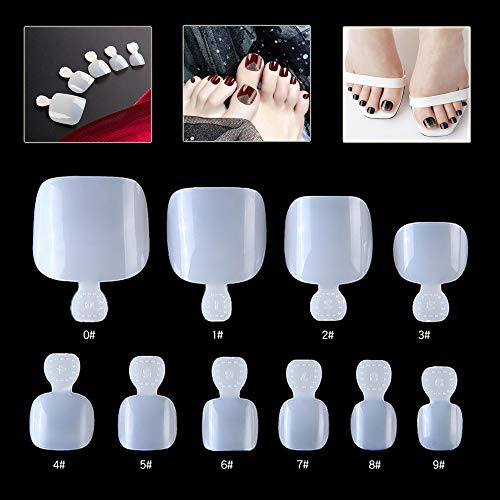 Mwoot 500 Stück voller Falsche Nagel Tips Zehennägel Fußnägel Tips, Natürliche Künstliche Zehen Fußnägel Set DIY Fake Toenails [10 Größen zu je 50 Stück]