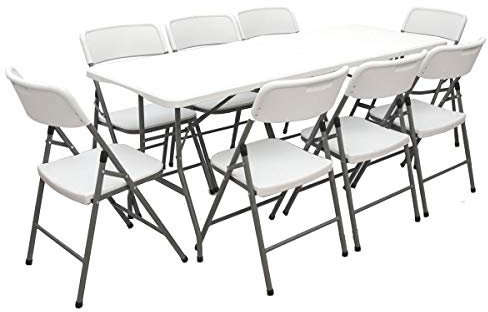 AMANKA Juego de Muebles de Jardín - Mesa 180 cm con 8 Sillas Grupo de Asientos Plegable Impermeable