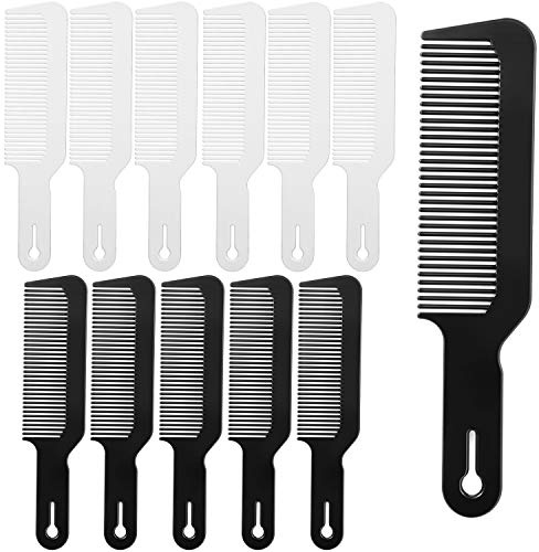 Boao 12 Pieces Barber Combs, Plastic, Clipper Combs for Clipper-cuts and Flattops, Heat Resistant, Anti-static, 9 Inch, Black and White