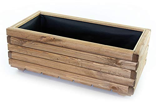 Holzfee Pflanzkasten Akzent 80 x 40 x 30 cm Kiefer dunkel geölt Holz Pflanzkübel