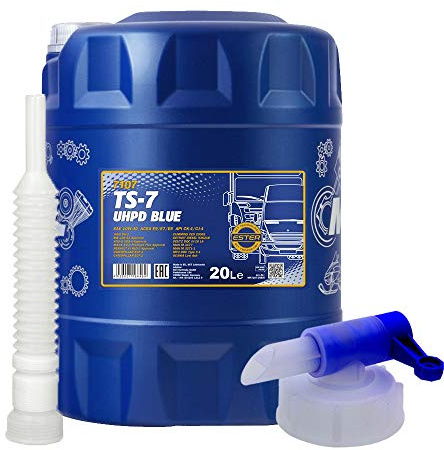 20l, MANNOL 7107 TS-7 UHPD Blue 10W-40 Schlepper LKW Boot VDS Öl + Ausgießer + Zapfhahn