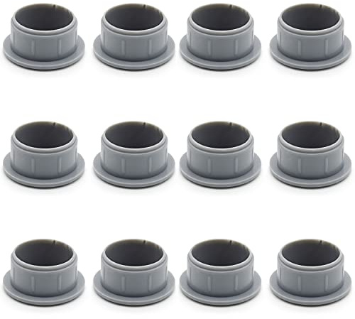 Enkotrade 12 Stück Abdeckstopfen in Grau | 18x15 | Bohrloch Ø 15mm, Rohrabdeckung aus hochwertigem Polyethylen, Kunststoffkappen, Abdeckkappe, Stopfen, Blindstopfen, Verschlusskappe
