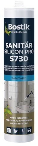 BOSTIK S730 Sanitär Silikon Pro Zementgrau – Hochwertiges Acetat Sanitärsilicon mit Schutzeffekt, Lösemittelfrei, Alterungs- und Witterungsbeständig, Geeignet für Innen- und Außenbereich, 300ml