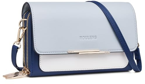 Roulens Borse a Tracolla da Donna,Piccola Borsa per Telefono a Tracolla per Donna con 2 Scomparti Capienti,Borsa Mano PU Pelle Sintetica con Slot per Carte di Credito Cinturino