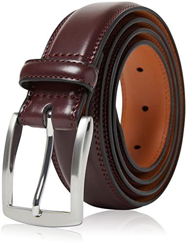 Access Denied Genuine Leather Dress Belts For Men - Mens Belt For Suits, Jeans, Uniform With Single Prong Buckle - Designed in the USA, Wine Red, XXX-Large