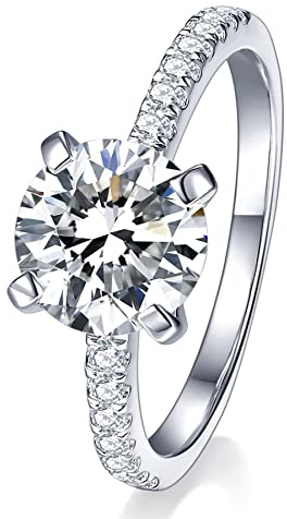 IMOLOVE Bague de fiançailles en moissanite pour femme, bague de fiançailles en moissanite, bague de promesse moissanite en argent sterling 925 plaqué or 18 carats, 4, Pierre précieuse., Moissanite