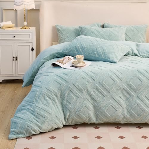 KEAYOO Ropa de cama de felpa de 135 x 200 cm, con forro polar, extra cálido para invierno (verde, 135 x 200)
