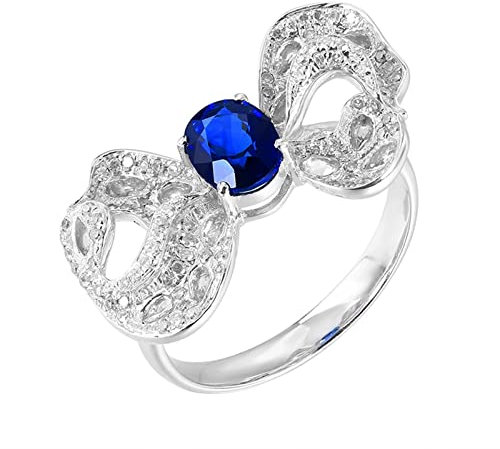 AMDXD Freundschaftsringe Weißgold 18 Karat 750 Frauen, 5.08ct Saphir Partnerringe Blau, Klassiker Diamantring Weißgold 750 mit Diamant Echt Gold, Gr.48 (15.3)