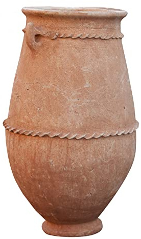 BISCOTTINI Vaso in Terracotta artigianale 45x45x75 cm - Vaso da Esterno e Interno rotondo - Vasi Decorativi Grandi - Vasi per fiori Esterno - Fioriera per piante Terracotta - Fioriera balcone - Anfora