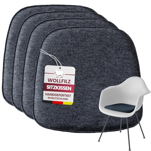 easy and green Sitzkissen Filz Eckig aus Wollfilz - Made in Germany - Stuhlkissen mit Wolle für EIN angenehmes Sitzgefühl