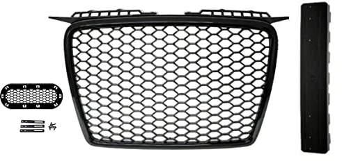 Kühlergrill Waben Grill Schwarz hochglanz + Emblemhalter kompatibel für Audi A3 8P 03-08 kein RS3 DM Autoteile 4125-H