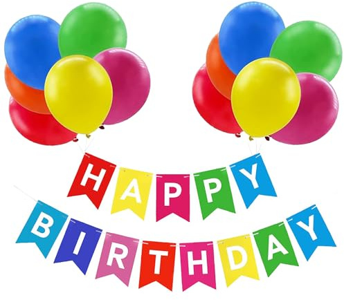 Luftballons Geburtstag Dekoration Set - Geburtstagsdeko mit Happy Birthday Banner Party Deko und Farbe Luftballons