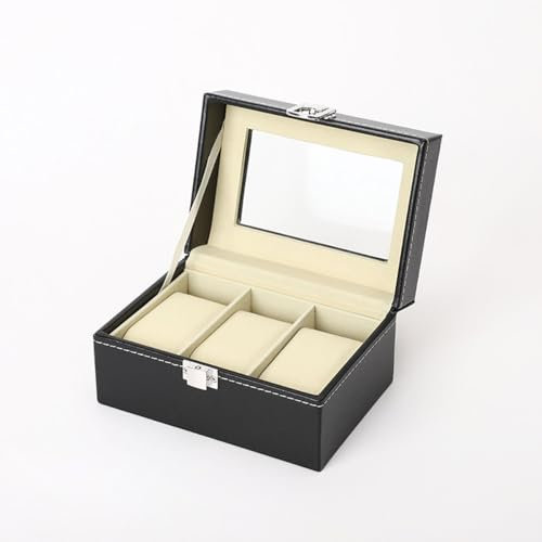 DTREEL Uhrenbox Mit 20 Fächern, Uhrenkasten Mit Glasdeckel, Schmuckkästchen Uhrenkoffer 2 Ebenen, 1 Schublade Für Uhren, Ringe, Uhrenkoffer (Color : A)
