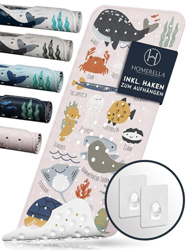 homerella® Kinder Badewannenmatte rutschfest 100x40cm, INKL. Haken, rutschfeste Badematte BPA frei, Duschmatte rutschfest, Antirutschmatte Badewanne Baby, Rutschmatte Badewanne, schimmelresistent