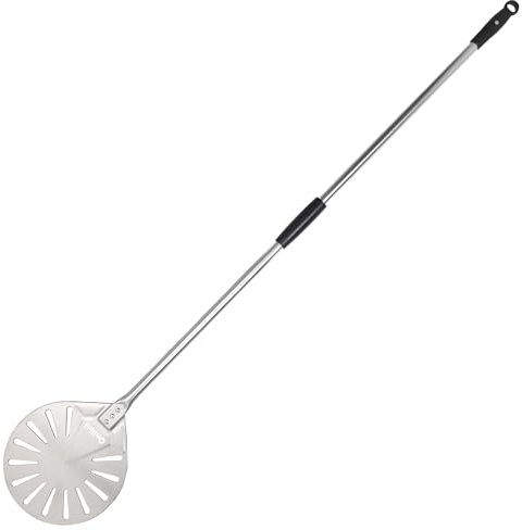 Onilini 9 Perforated Pizza Turning Peel, 304 Stainless Steel Pizza Turner with Aluminul Alloy Handle, Overall 56 Pizza Shovel, Indoor and Outdoor Pizzas Oven Accessories