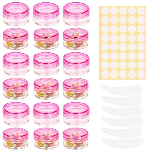 Sgehai contenitori per cosmetici,vasetti cosmetici,barattolini plastica piccoli con tappo contenitori piccoli per creme,vuoti contenitori piccoli per creme (Rosa 5g-27 pezzi)